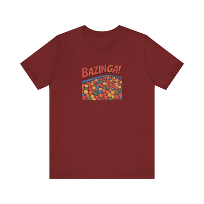 Bazinga! Ball Pit — Big Bang Theory Retro Tee (Dark)