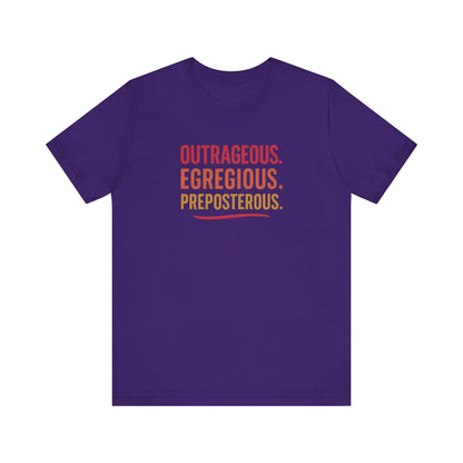 Outrageous Egregious Preposterous (Warm Gradient) — Seinfeld Retro Tee (Dark)