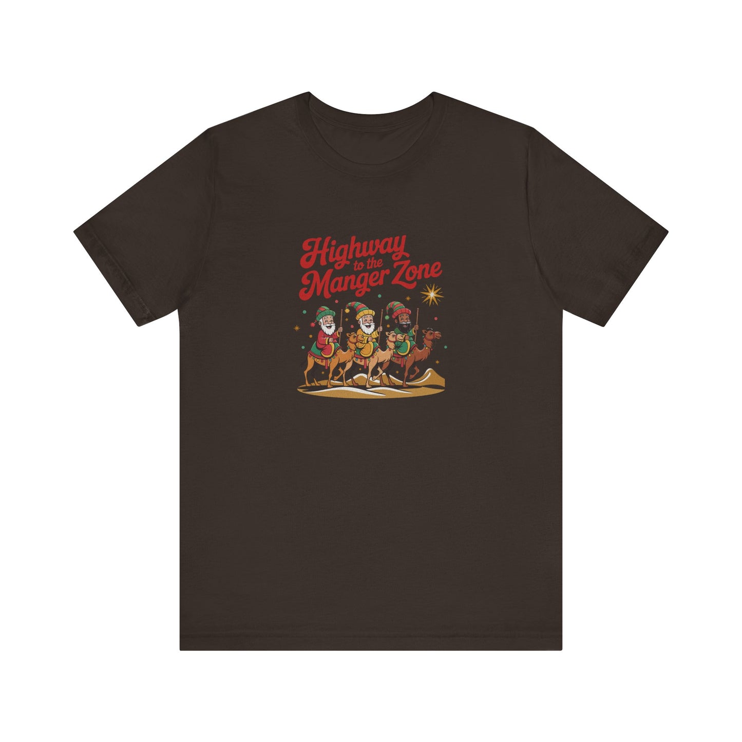 Highway to the Manger Zone — Top Gun-Inspired Christmas Retro Tee (Dark)