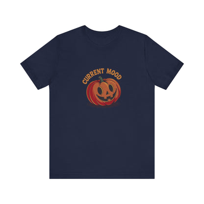 Current Mood (Cute Pumpkin) — Retro Halloween Tee (Dark)