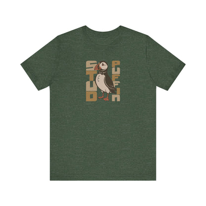 Stud Puffin, Licensed to Chill – Spy-Bird Retro Tee (Dark)