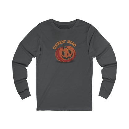 Current Mood (Cute Pumpkin) — Retro Halloween Long Sleeve (Dark)
