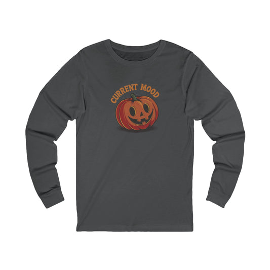 Current Mood (Cute Pumpkin) — Retro Halloween Long Sleeve (Dark)