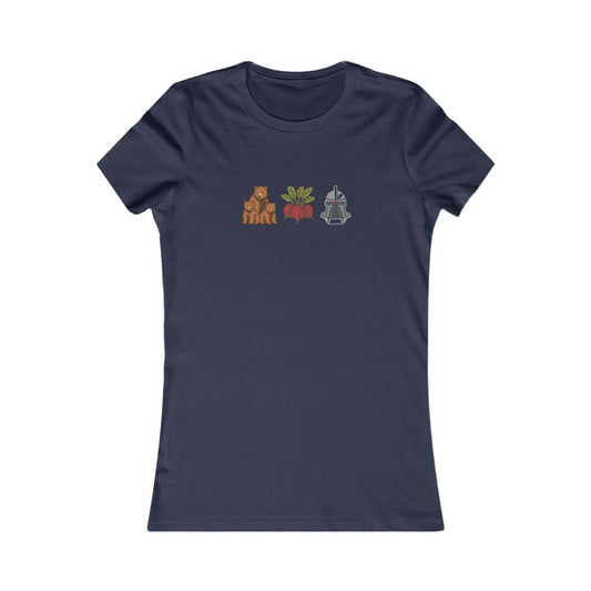 Bears, Beets, Battlestar (Icons) — Retro Women's Tee (Dark)