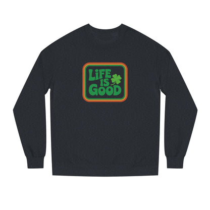 Life Is Good, Shamrock Style — St. Patrick’s Retro Sweatshirt (Dark)