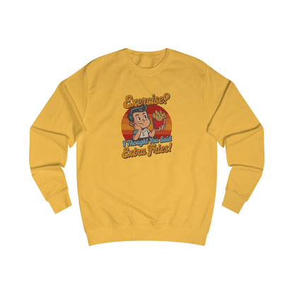 Exercise? I Thought You Said Extra Fries! — Retro Sweatshirt (Light)