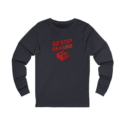 Go Step on a LEGO — Red Plastic Brick Retro Long Sleeve (Dark)