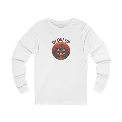Halloween Glow Up Pumpkin — Retro Autumn Sunset Long Sleeve (Light)