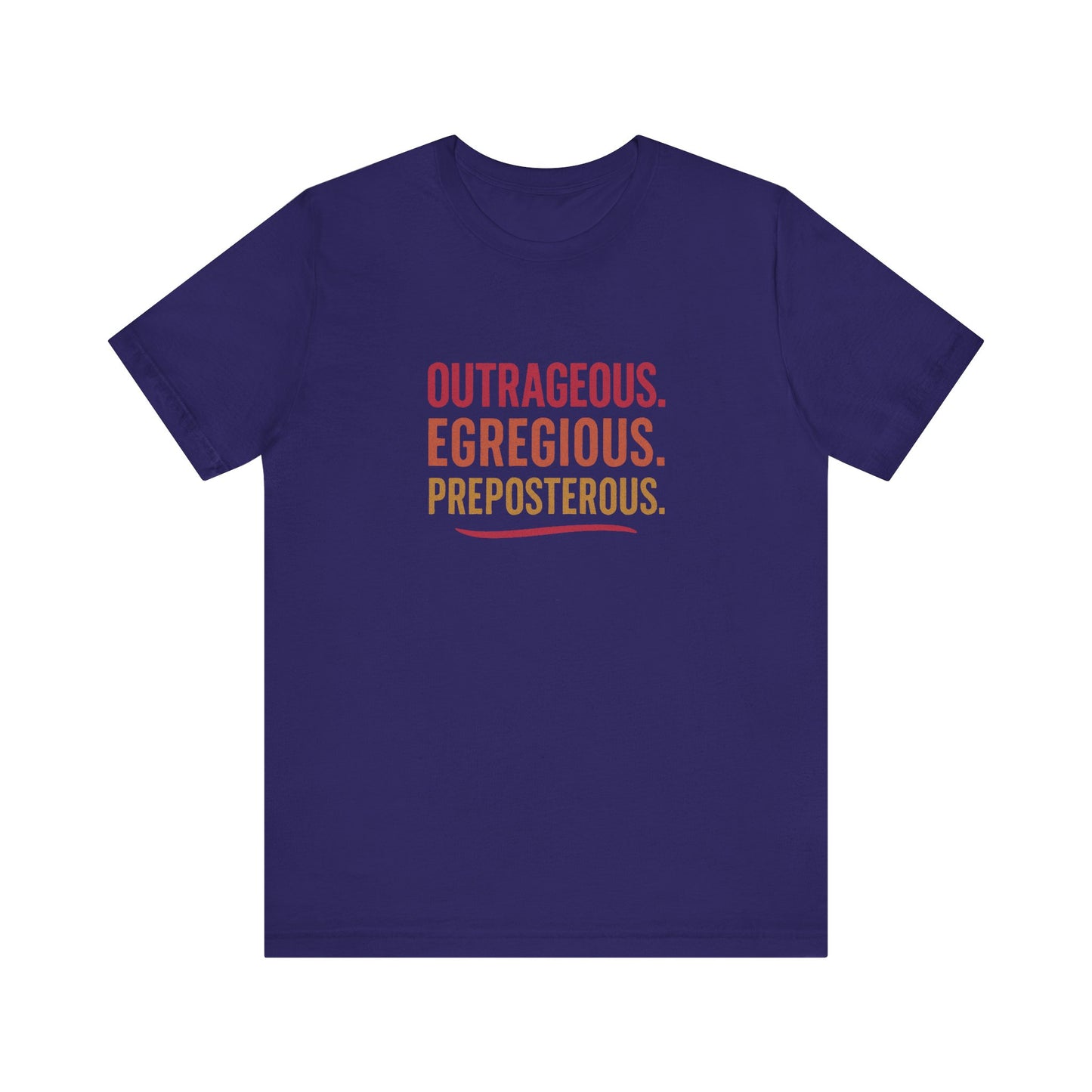 Outrageous Egregious Preposterous (Warm Gradient) — Seinfeld Retro Tee (Dark)