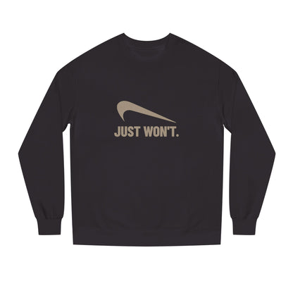 Just Won’t Athletic Parody — Retro Workout Sweatshirt (Dark)