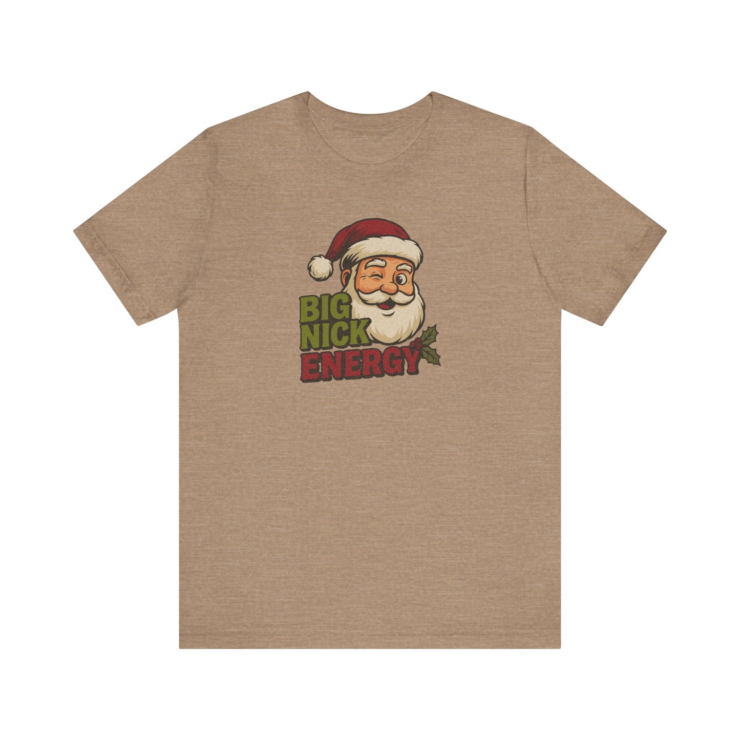 Big Nick Energy — Retro Santa Christmas Tee (Light)