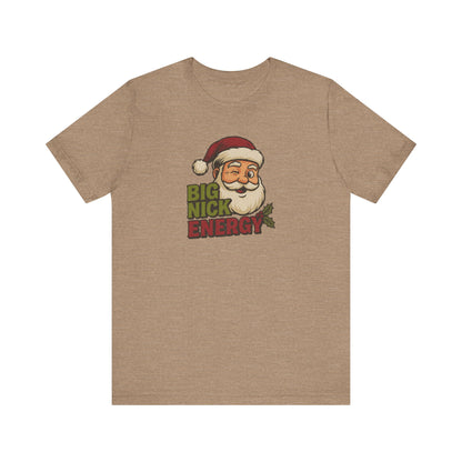 Big Nick Energy — Retro Santa Christmas Tee (Light)