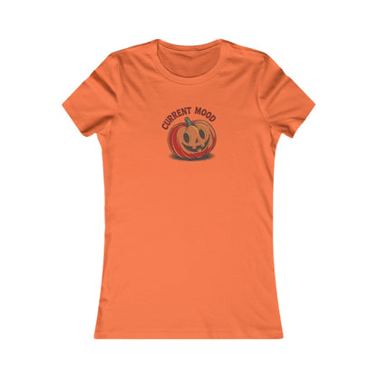 Current Mood (Cute Pumpkin) — Retro Halloween Women's Tee (Light)