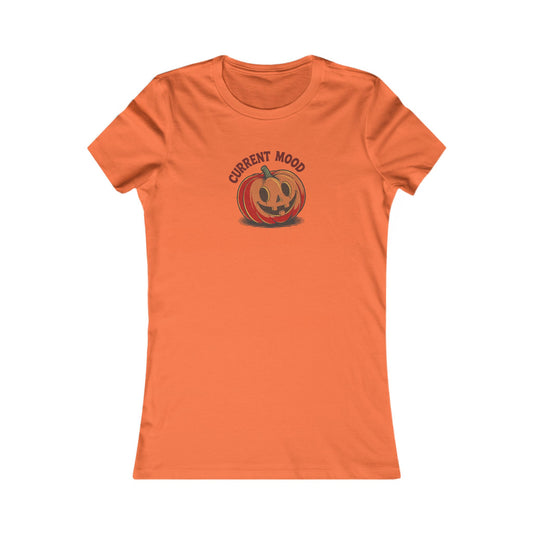 Current Mood (Cute Pumpkin) — Retro Halloween Women's Tee (Light)