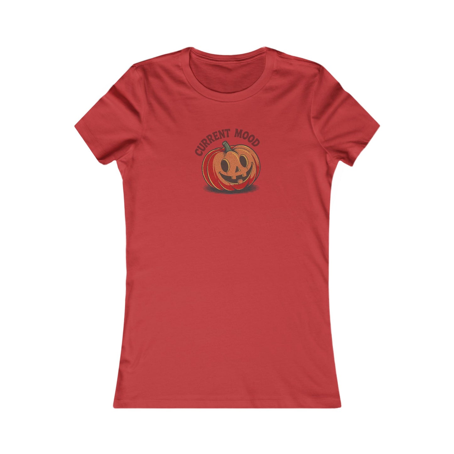 Current Mood (Cute Pumpkin) — Retro Halloween Women's Tee (Light)