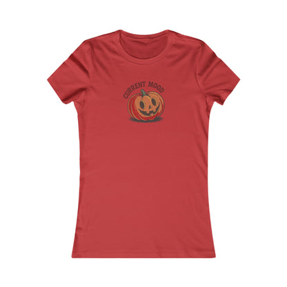 Current Mood (Cute Pumpkin) — Retro Halloween Women's Tee (Light)