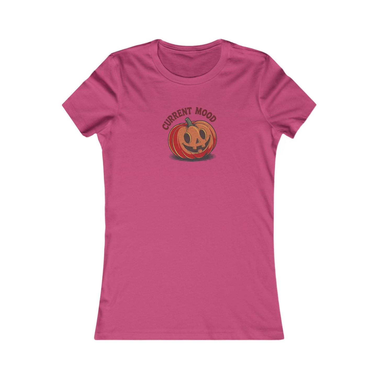 Current Mood (Cute Pumpkin) — Retro Halloween Women's Tee (Light)