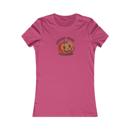 Current Mood (Cute Pumpkin) — Retro Halloween Women's Tee (Light)