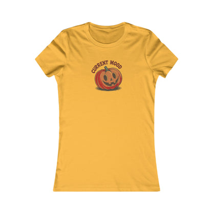 Current Mood (Cute Pumpkin) — Retro Halloween Women's Tee (Light)
