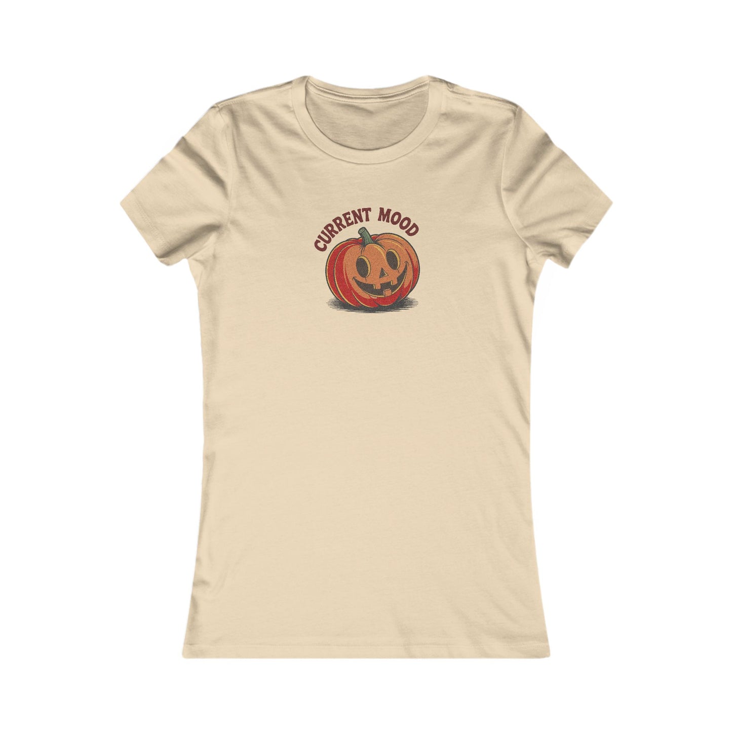 Current Mood (Cute Pumpkin) — Retro Halloween Women's Tee (Light)