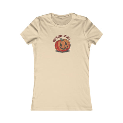 Current Mood (Cute Pumpkin) — Retro Halloween Women's Tee (Light)
