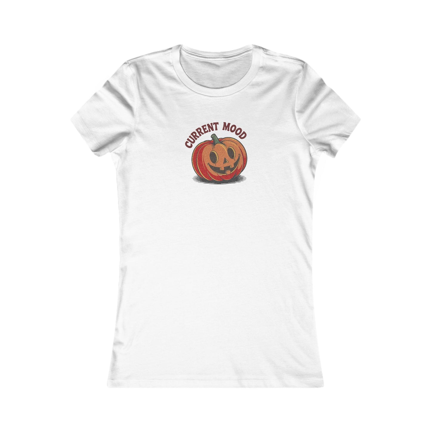 Current Mood (Cute Pumpkin) — Retro Halloween Women's Tee (Light)