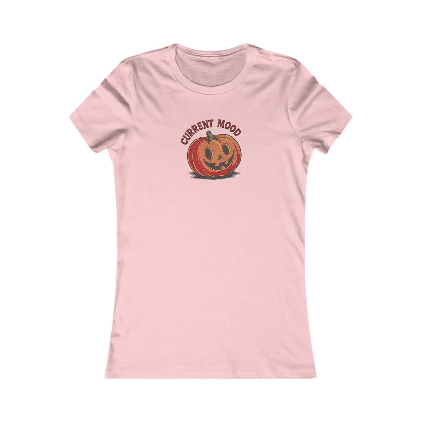 Current Mood (Cute Pumpkin) — Retro Halloween Women's Tee (Light)
