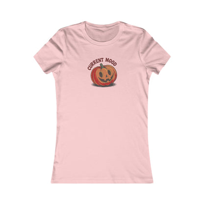 Current Mood (Cute Pumpkin) — Retro Halloween Women's Tee (Light)