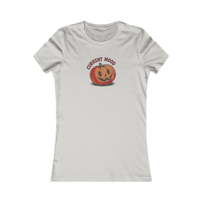 Current Mood (Cute Pumpkin) — Retro Halloween Women's Tee (Light)