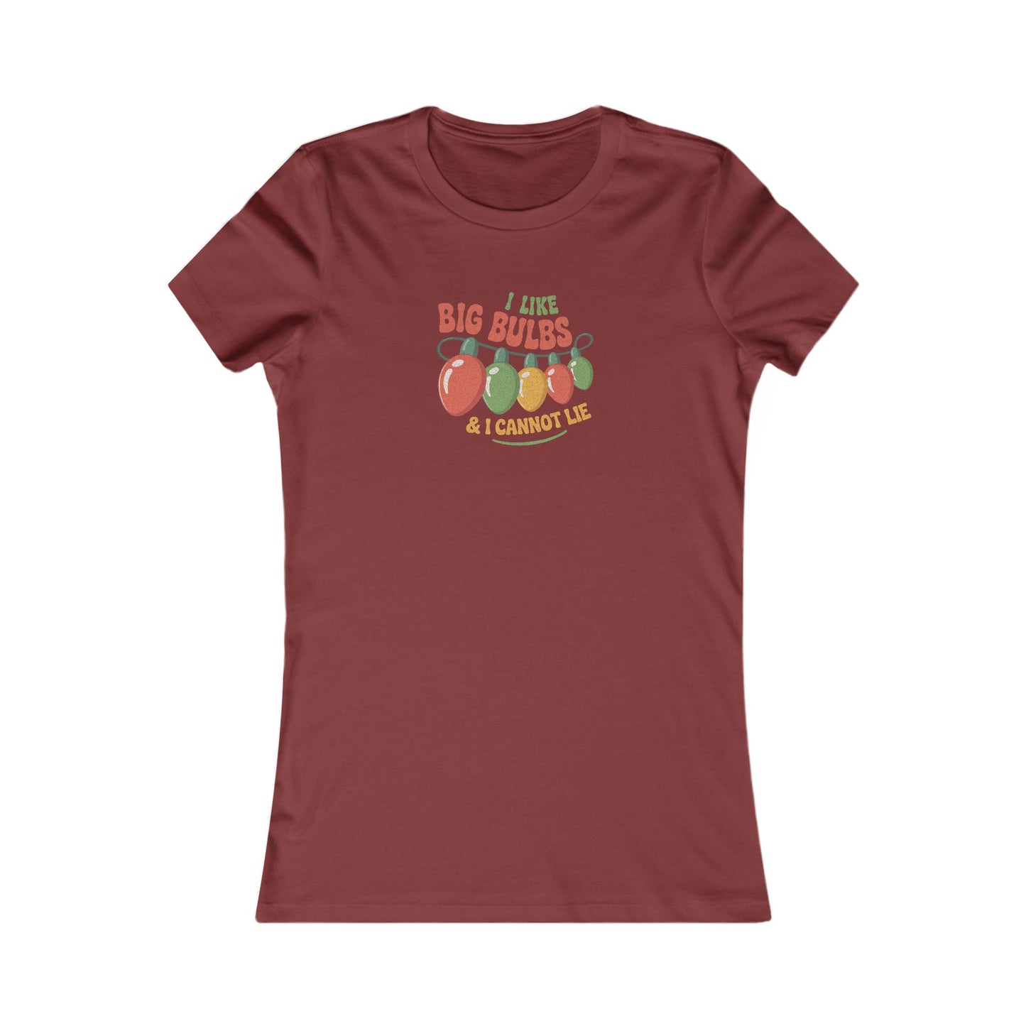 I Like Big Bulbs and I Cannot Lie — Christmas Lights Retro Women's Tee (Dark)