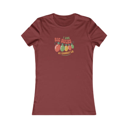 I Like Big Bulbs and I Cannot Lie — Christmas Lights Retro Women's Tee (Dark)