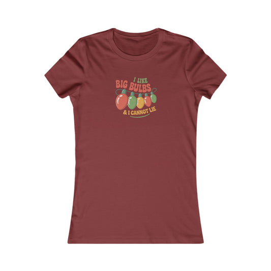 I Like Big Bulbs and I Cannot Lie — Christmas Lights Retro Women's Tee (Dark)