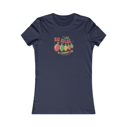 I Like Big Bulbs and I Cannot Lie — Christmas Lights Retro Women's Tee (Dark)