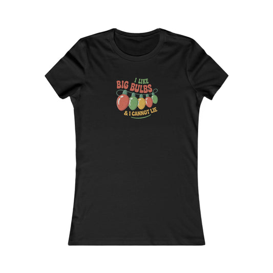 I Like Big Bulbs and I Cannot Lie — Christmas Lights Retro Women's Tee (Dark)