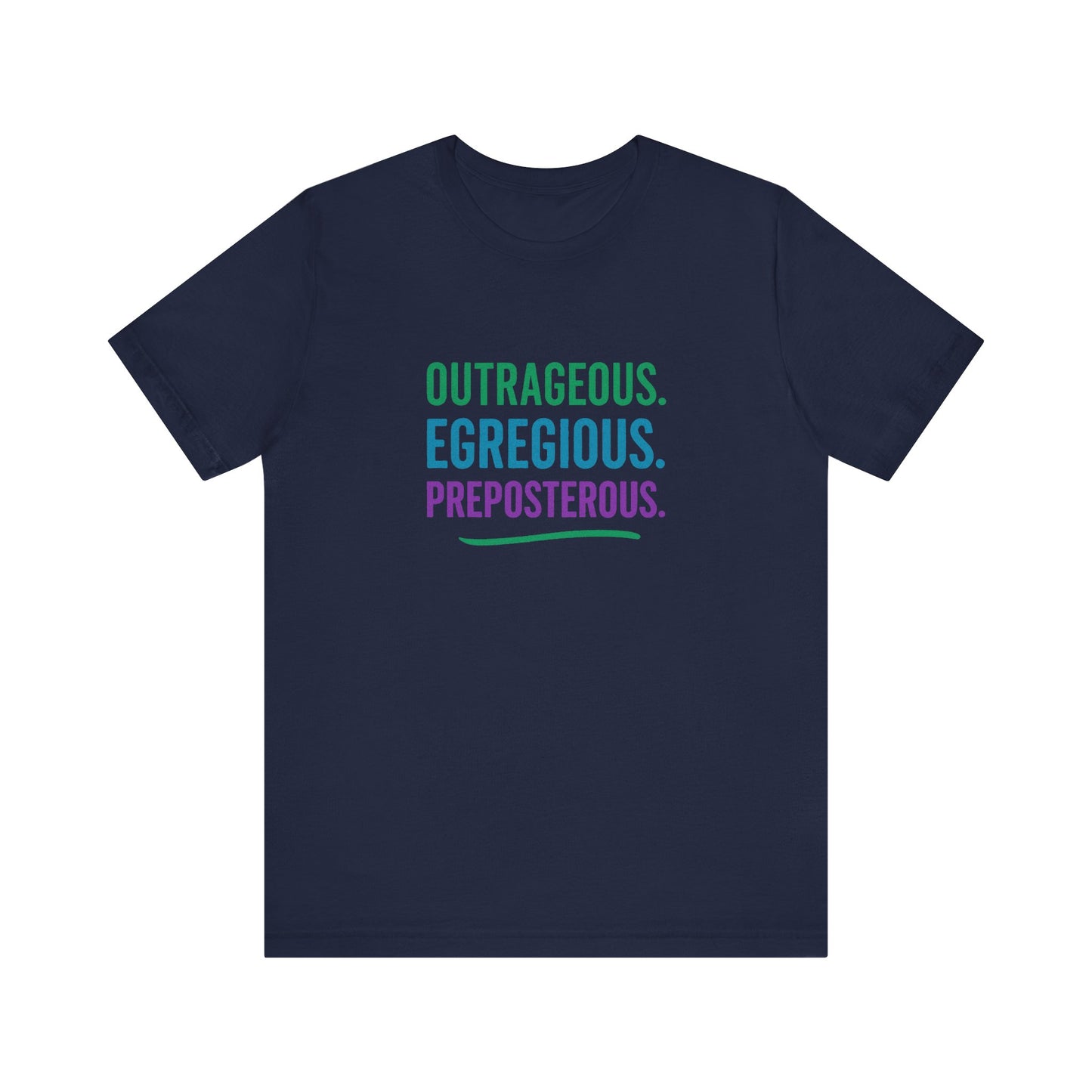 Outrageous Egregious Preposterous (Cool Gradient) — Seinfeld Retro Tee (Dark)