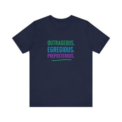 Outrageous Egregious Preposterous (Cool Gradient) — Seinfeld Retro Tee (Dark)