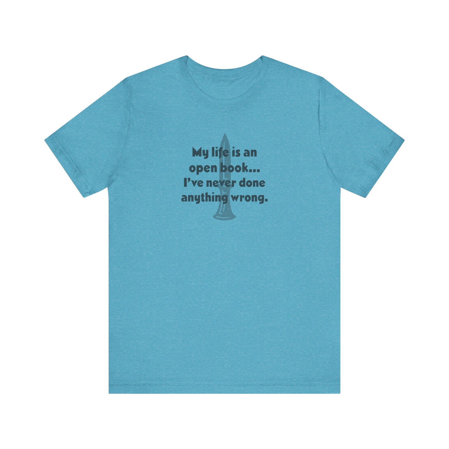 My Life Is an Open Book, I've Never Done Anything Wrong — Clue Retro Tee (Light)