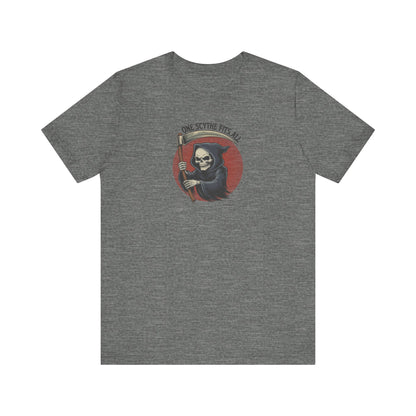 One Scythe Fits All — Grim Reaper Retro Tee (Light)