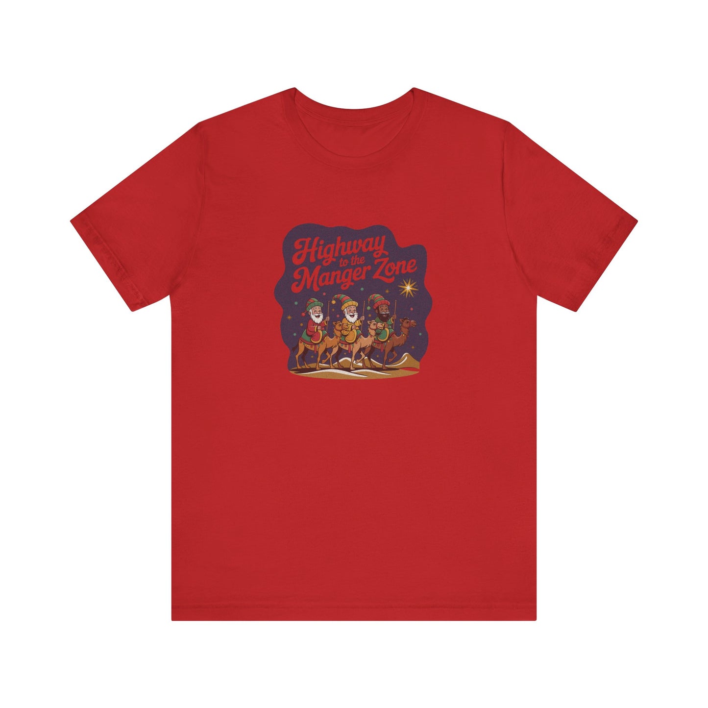 Highway to the Manger Zone — Top Gun-Inspired Christmas Retro Tee (Light)