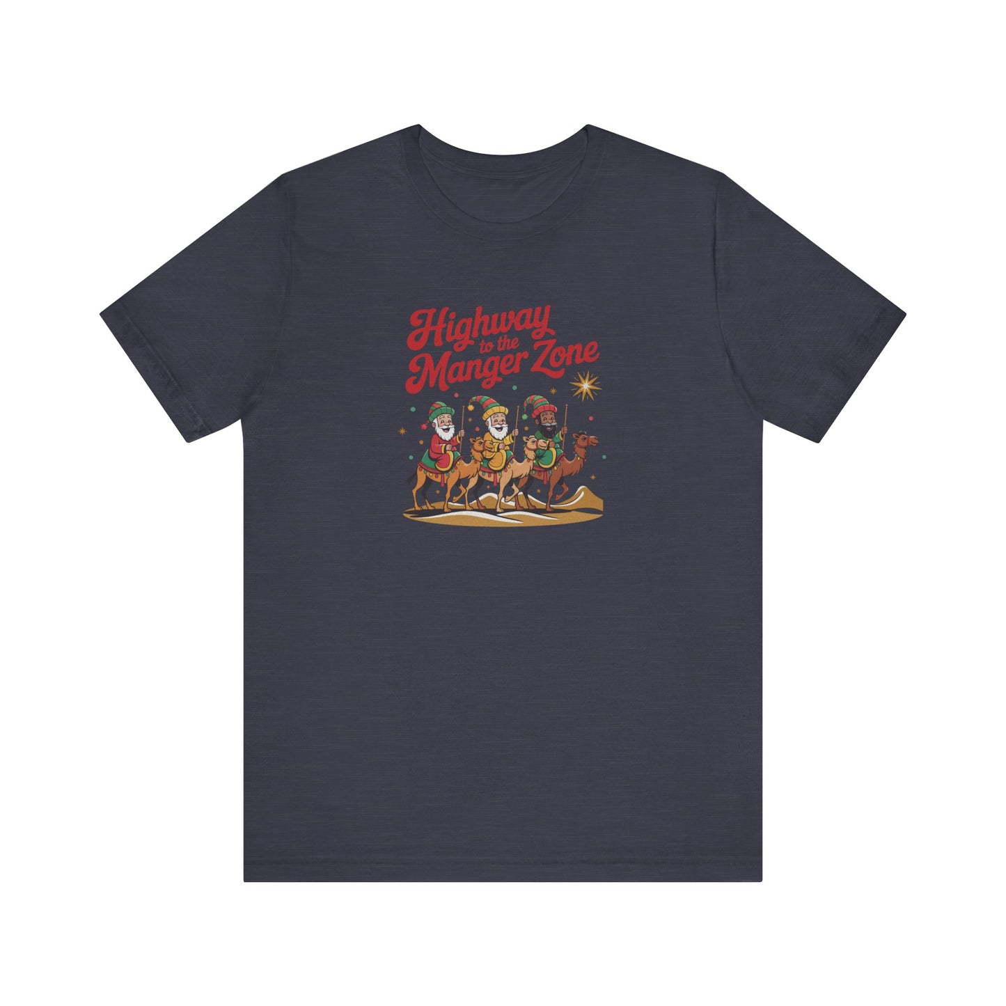 Highway to the Manger Zone — Top Gun Christmas Retro Tee (Dark)