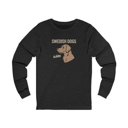His Bjärk Is Worse Than His Bite – Minimalist Dog Pun Retro Long Sleeve (Dark)