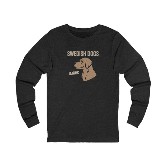 His Bjärk Is Worse Than His Bite – Minimalist Dog Pun Retro Long Sleeve (Dark)
