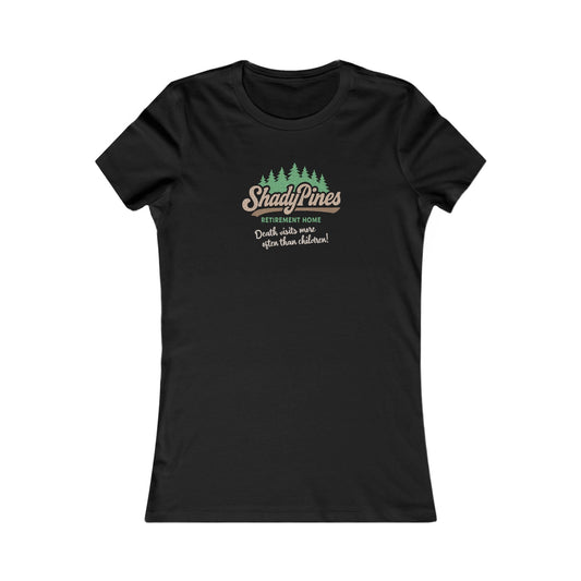 Shady Pines (Death Visits More Often Than Children) — Retro Women's Tee (Dark)