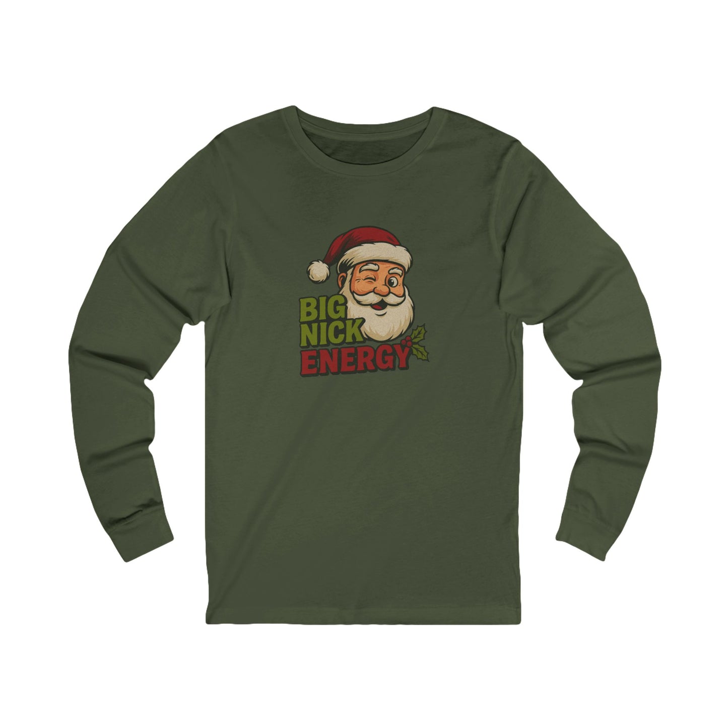 Big Nick Energy — Retro Santa Christmas Long Sleeve (Dark)