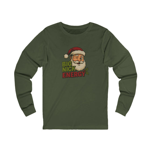 Big Nick Energy — Retro Santa Christmas Long Sleeve (Dark)