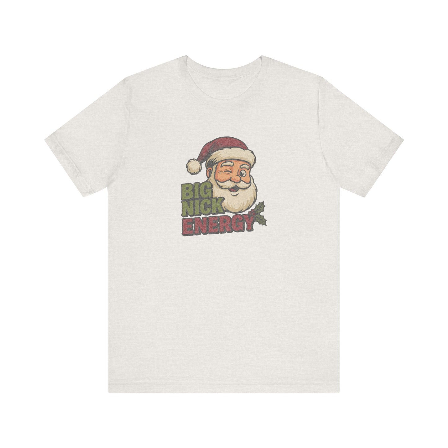 Big Nick Energy — Retro Santa Christmas Tee (Light)