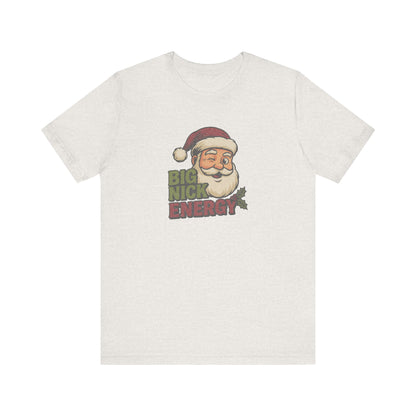 Big Nick Energy — Retro Santa Christmas Tee (Light)