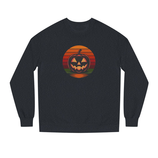 Retro Jack: Bold Grin — Halloween Sunset Sweatshirt (Dark)