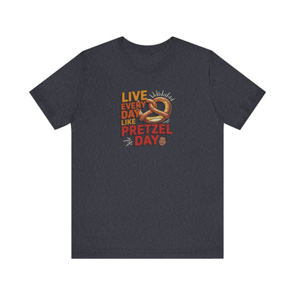 Live Every Day Like Pretzel Day — Stanley Hudson Retro Tee (Dark)