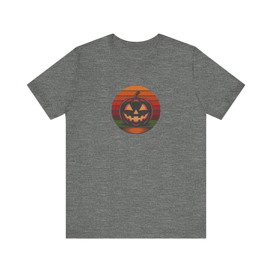Retro Jack: Bold Grin — Halloween Sunset Tee (Light)